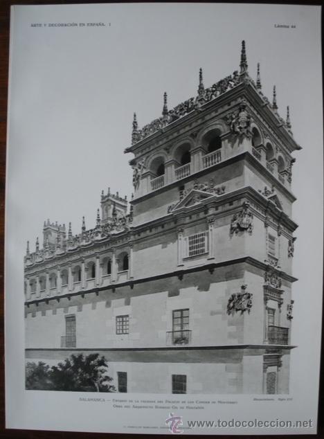 Kunst: LAMINA ORIGINAL DE 1917.SALAMANCA. PALACIO CONDES DE MONTERREY. ARTE Y DECORACI&Oacute;N EN ESPA&Ntilde;A I. N&ordm;44