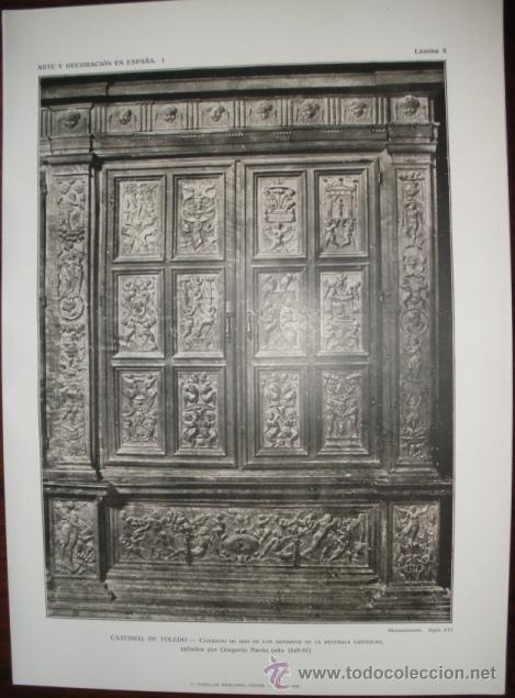 Kunst: LAMINA ORIGINAL DE 1917.CATEDRAL DE TOLEDO. ARMARIOS. ARTE Y DECORACI&Oacute;N EN ESPA&Ntilde;A I. N&ordm;5
