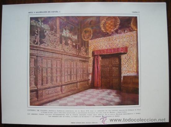 Kunst: LAMINA ORIGINAL DE 1917.CATEDRAL DE TOLEDO. ANTESALA CAPITULAR. ARTE Y DECORACI&Oacute;N EN ESPA&Ntilde;A I. N&ordm;4