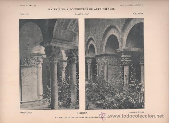 Kunst: AUTOTIPIA ORIGINAL DE 1906. GERONA. CATEDRAL. CLAUSTRO ROM&Aacute;NICO. A&Ntilde;O VI LAMINA 92