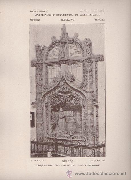 Kunst: AUTOTIPIA ORIGINAL DE 1906. BURGOS. CARTUJA DE MIRAFLORES. SEPULCRO.  A&Ntilde;O VI LAMINA 77