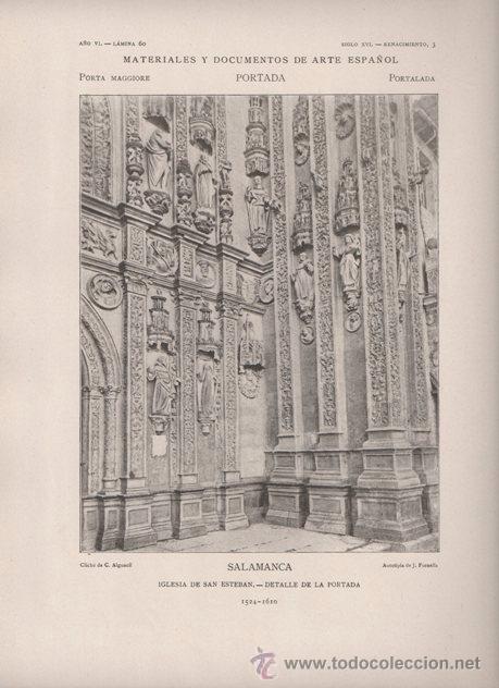 Kunst: AUTOTIPIA ORIGINAL DE 1906. SALAMANCA. PORTADA IGLESIA DE SAN ESTEBAN. A&Ntilde;O VI LAMINA 60