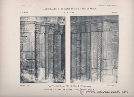Arte: AUTOTIPIA ORIGINAL DE 1906. SANTA COLOMA DE QUERALT. IGLESIA SANTA M&ordf; DE BELLOCH. A&Ntilde;O VI LAMINA 42