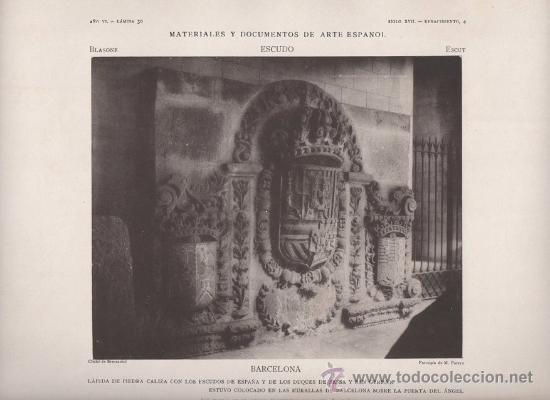 Art: FOTOTIPIA ORIGINAL DE 1906. BARCELONA. L&Aacute;PIDA DE PIEDRA. MUSEO SANTA &Aacute;GATA. A&Ntilde;O VI LAMINA 30