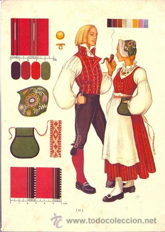 Art: 5765E - INTERESANTE L&Aacute;MINA - DISE&Ntilde;O DE TRAJE NACIONAL DE MUJER  DE FILANDIA  - MIDE  29,5 X 20 APOX