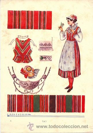 Art: 5765G - INTERESANTE L&Aacute;MINA - DISE&Ntilde;O DE TRAJE NACIONAL DE FILANDIA  - MIDE  29,5 X 20 APOX