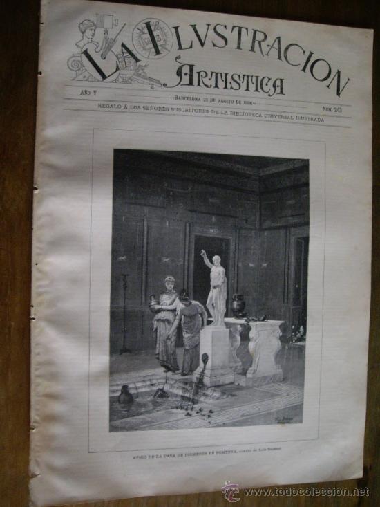 Arte: LAMINA REVISTA ILUSTRACION ARTISTICA A&Ntilde;O 1886..ATRIO  DE LA CASA DE DIOMEDES EN POMPEYA.ENVIO GRATIS