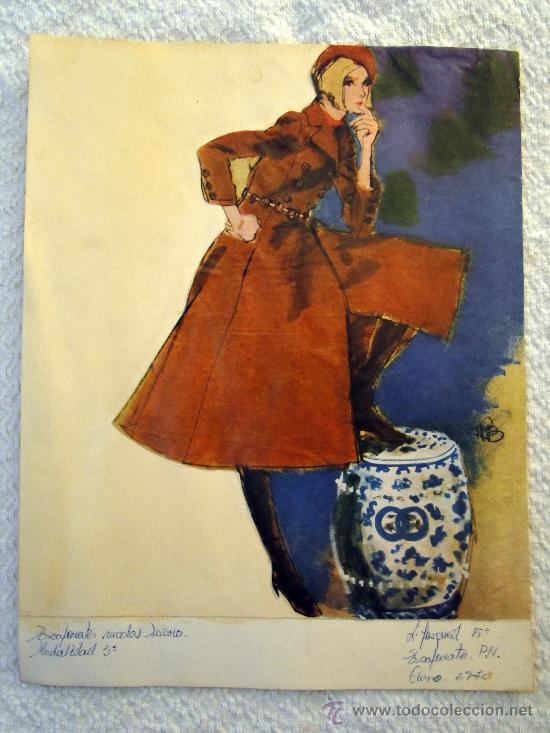 Arte: ANTIGUA LAMINA DE MODA HECHA PARA ESCAPARATE. - Foto 1