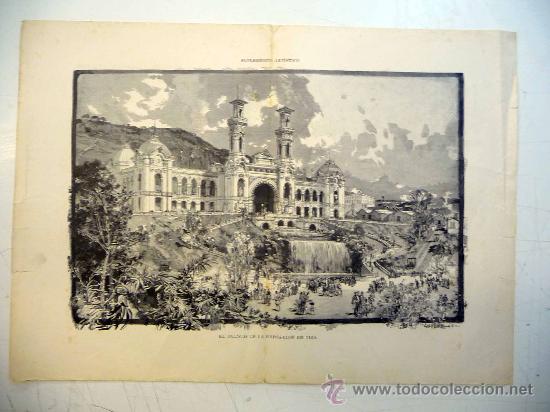 Art: LAMINA, SUPLEMENTO ARTISTICO, EL PALACIO DE LA EXPOSICION EN NIZA 60 X 43 CM