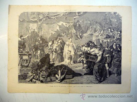 Kunst: LAMINA, ALBUM ARTISTICO, THUSNELDA, MUJER DE ARMINIO, FIGURANDO EN EL TRIUNFO DE GERMANICO, 43 X 60
