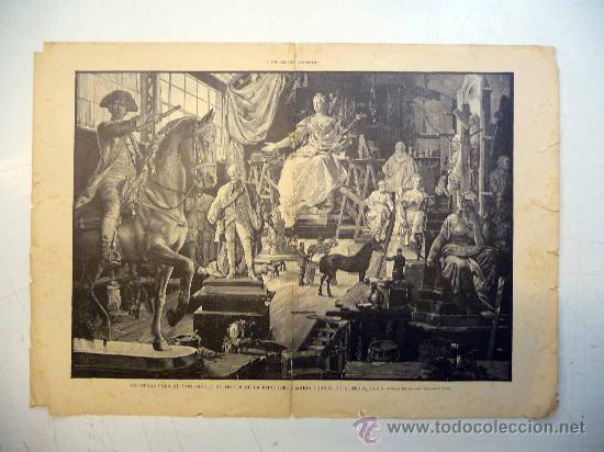Art: LAMINA, SUPLEMENTO ARTISTICO, ESTATUAS PARA EL MONUMENTO , EMPERATRIZ MARIA DE AUSTRIA, 43 X 60 CM