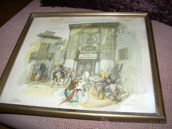 Art: BONITA Y MUY ANTIGUA LAMINA DE LA PORTADA DE LA POSADA DE LA HERMANDAD (TOLEDO)