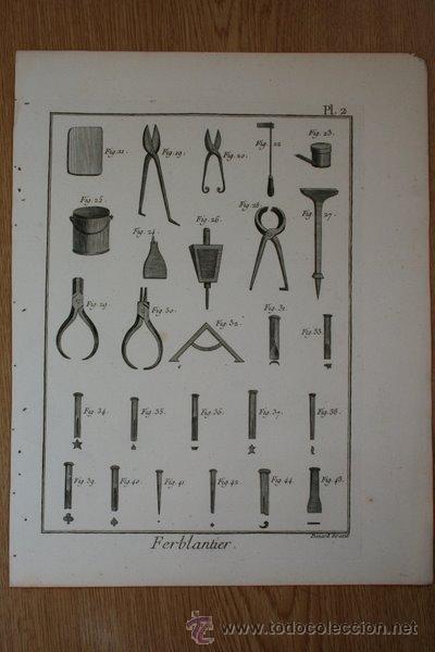 Arte: (L&aacute;minas de artes y oficios). Ferblantier. Planche 2. - Foto 1