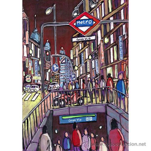 Art: LAMINA 80 X 60 cm. EN PAPEL GRUESO (alta calidad)  Metro Gran Via, Madrid