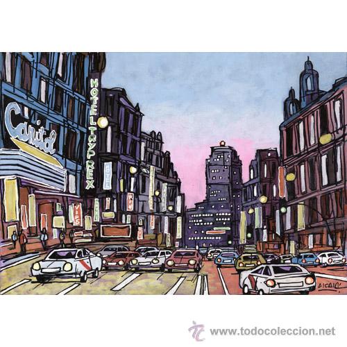 Art: LAMINA 50 X 40 cm. EN PAPEL GRUESO (alta calidad) Capitol Gran Via en Verano, Madrid.