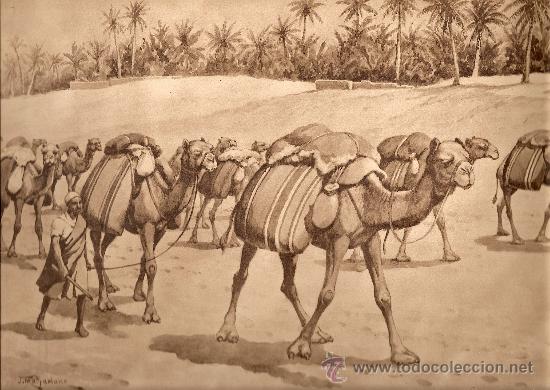 Art: LAMINA INGLESA - CARAVANA DE CAMELLOS