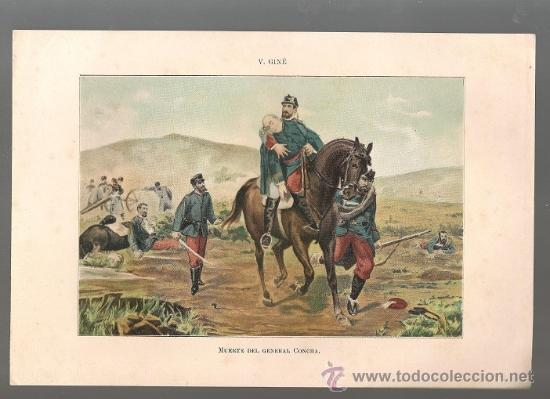 Arte: l&aacute;mina Muerte del general CONCHA - Foto 1