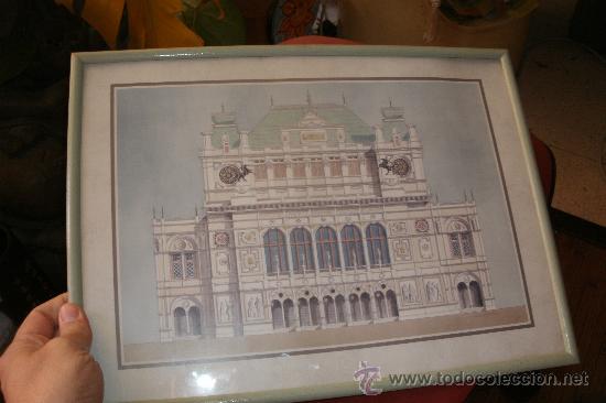 Arte: Lamina de edificio estilo clasico enmarcada en madera y cristal - Foto 7