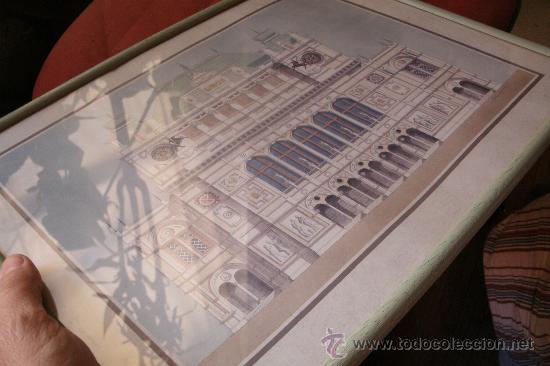 Arte: Lamina de edificio estilo clasico enmarcada en madera y cristal - Foto 2