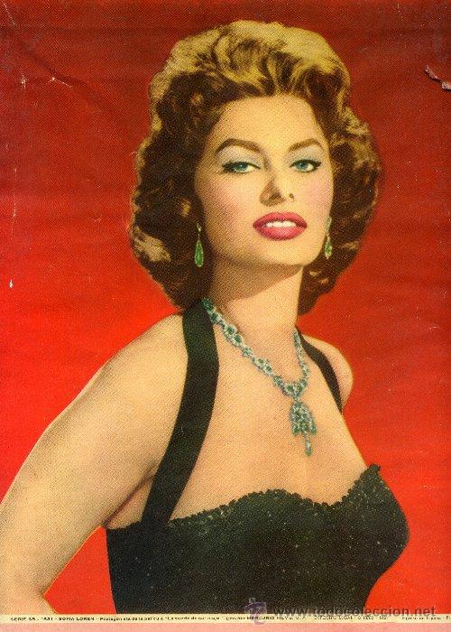 Arte: LAMINA cabecera calendario SOFIA LOREN 24 x 30 cm un poco rasgada