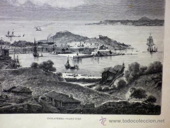 Art: LAMINA, LAMINA ANTIGUA, INGLATERRA, SAINT-IVES, 22 X 32 CM