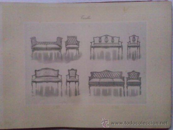 Art: ANTIGUA LAMINA, MUEBLES Y DECORACION, TRESILLOS, DIFERENTES ESTILOS