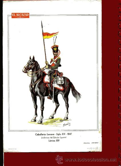Art: 01261 LAMINA CABALLERIA LANCERO ESPA&Ntilde;OL 1847 17,5x 27 cm