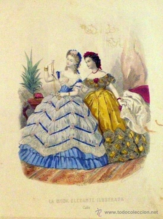Arte: LA MODA ELEGANTE   SIGLO XIX   CADIZ - Foto 1