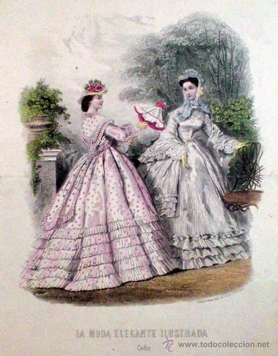 Arte: LA MODA ELEGANTE   SIGLO XIX   CADIZ - Foto 1