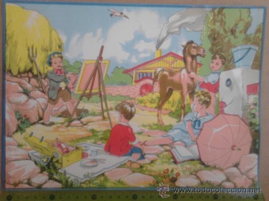 Art: Lamina antigua de ni&ntilde;os 31,5 X 22,5 cms