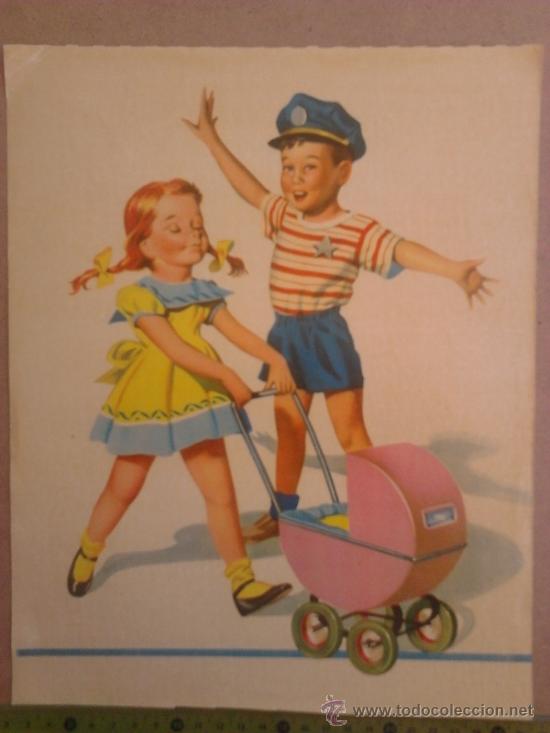Kunst: Lamina antigua de ni&ntilde;os con 30,5 X 24,2 cms