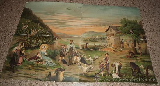 Art: ANTIGUA LAMINA ESCENA CAMPESTRE - GRAN FORMATO