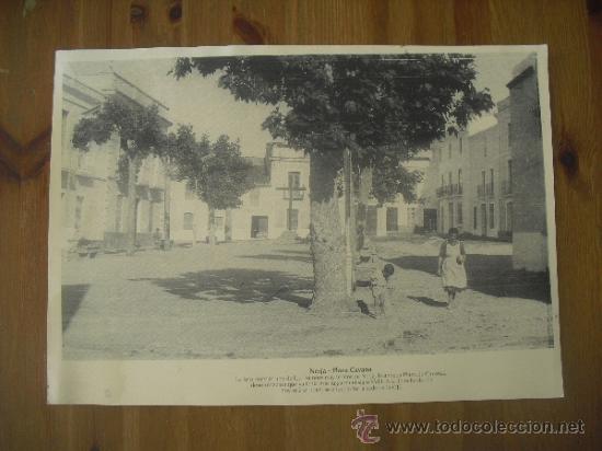 Kunst: Lamina antigua de 42 x 29,5 cm. Nerja, M&aacute;laga, Plaza Cavana