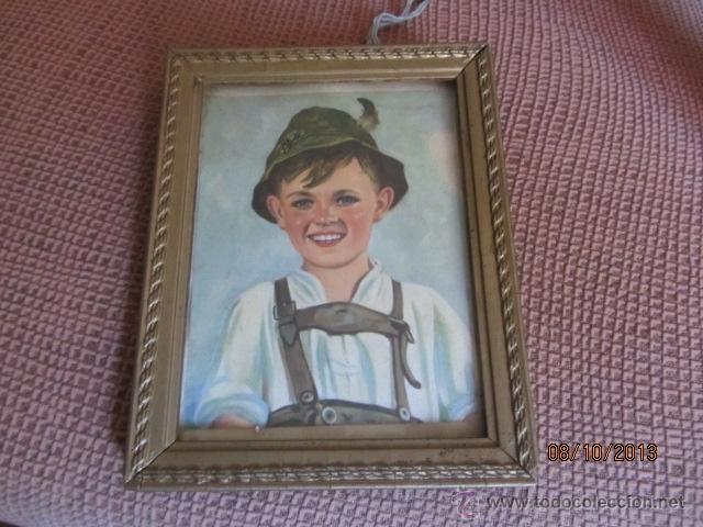 Art: cuadro a&ntilde;os 50 con lamina de ni&ntilde;o. Medidas17x13