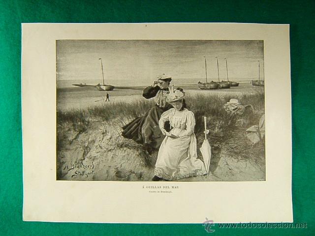 Arte: A ORILLAS DEL MAR-CUADRO DE BRANDSEPH-REVERSO : A LA ESCUELA DE UNDERVOOD-346-ILUSTRACION-1910...
