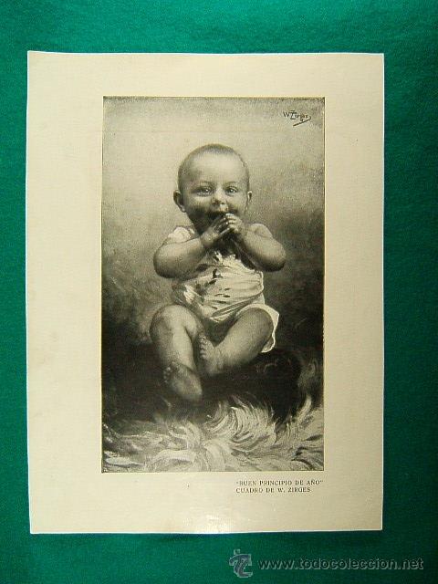 Arte: BUEN PRINCIPIO DE A&Ntilde;O-CUADRO DE W.ZIRGES-REVERSO EL PRIMER PREMIO-A.WECZERZIK-350-ILUSTRACION-1910..