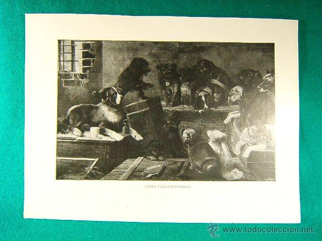 Arte: CANES PARLAMENTARIOS CUADRO DE BUCHMANN-GRABADO POR J.LOWY-355-ILUSTRACION-1910...