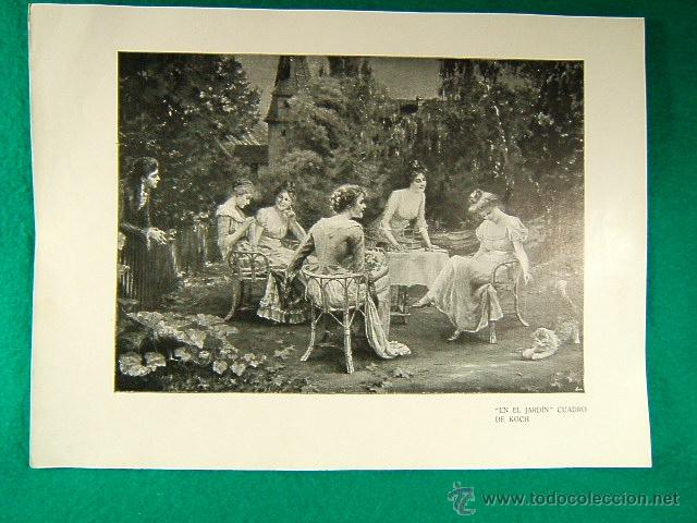 Art: EN EL JARDIN-CUADRO DE KOCK-370-ILUSTRACION-1910...