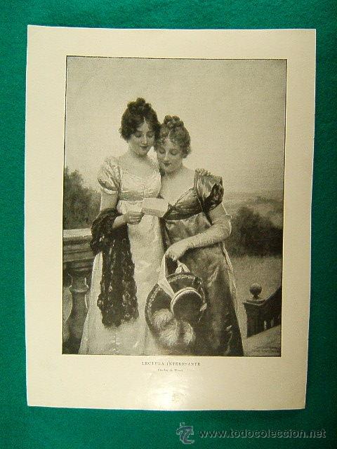 Art: LECTURA INTERESANTE-CUADRO DE WOOD-409-GARRIDO-1906...