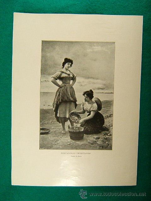 Art: PESCADORAS VENECIANAS-CUADRO BLAAS-418-ILUSTRACION-1910...
