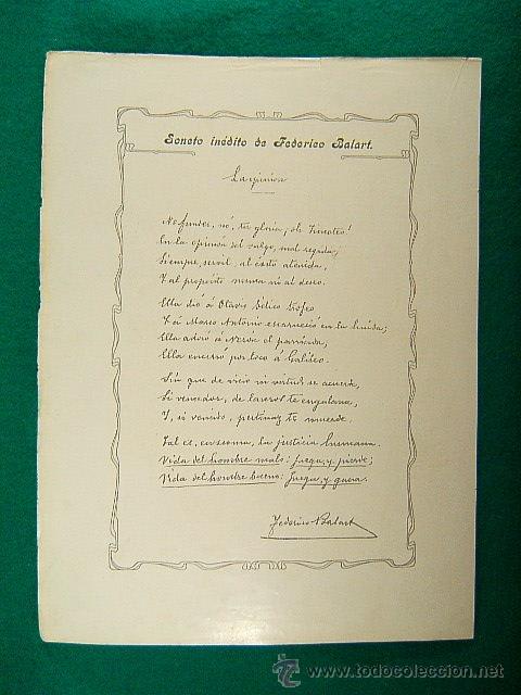 Art: SONETO INEDITO DE FEDERICO BALART-LA OPINION-429-ILUSTRACION-1910...