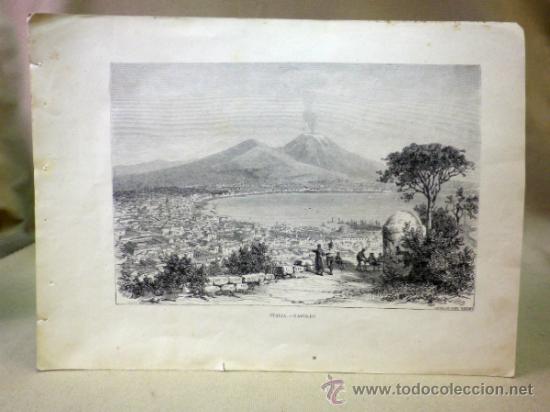 Arte: LAMINA, LAMINA ANTIGUA, ITALIA, NAPOLES,  22 X 32 CM