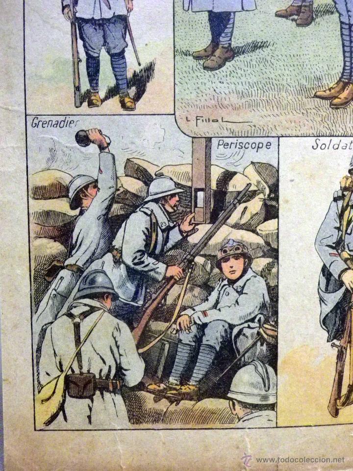 Kunst: LAMINA ANTIGUA, IMAGERIE QUANTIN, SERIE 21, N&ordm; 1, 1920s, ARMEE FRANCAISE, INFANTERIA FRANCESA, WW1