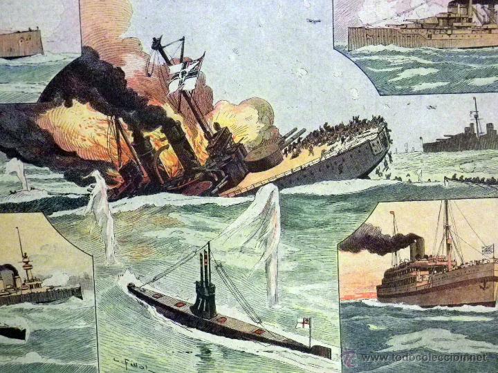 Arte: LAMINA ANTIGUA, IMAGERIE QUANTIN, SERIE 21, N&ordm; 7, 1920s, LA GUERRE SUR MER, ARMADA, SOBRE MAR, WW1
