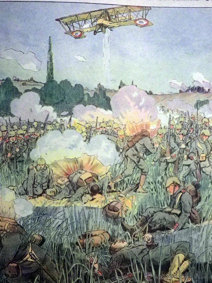 Arte: LAMINA ANTIGUA, IMAGERIE QUANTIN, SERIE 21, N&ordm; 13, 1920s, BATALLA DE LA MARNE, WW1