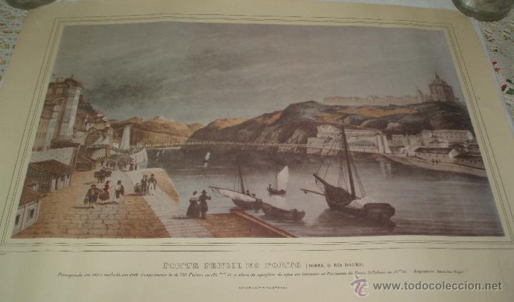 Art: lamina puente colgante sobre el rio duero ingeniero Stanislas Bigot a&ntilde;o 1849