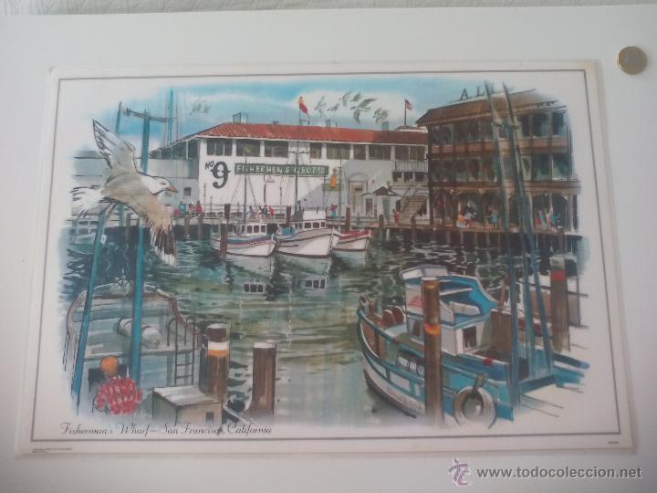 Art: Antigua l&aacute;mina Fisherman`s Wharf San Francisco. California Estados Unidos. AmericaMark 1973. amr3264