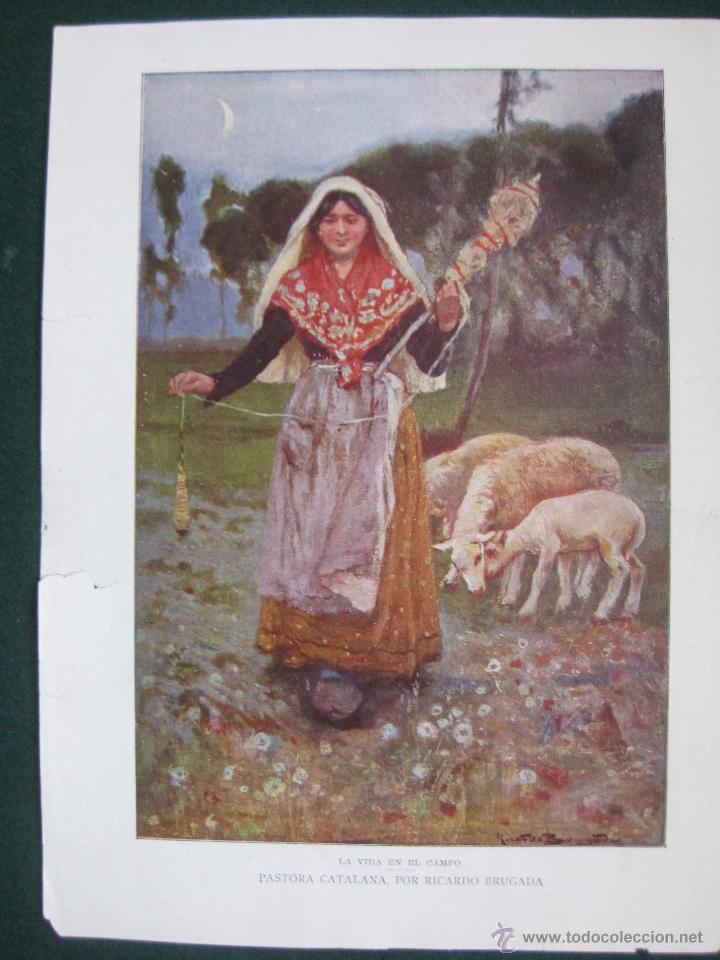 Art: BLANCO Y NEGRO - FIRMADO RICARDO BRUGADA- PASTORA CATALANA -LAMINA ANTIGUA PROCEDENTE DE LA REVISTA