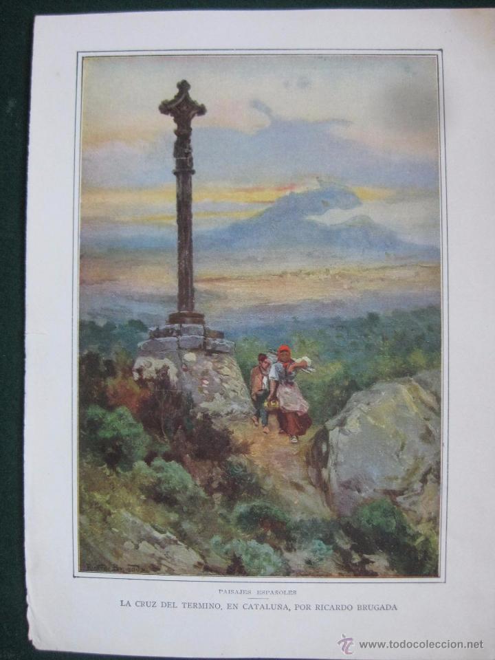 Art: BLANCO Y NEGRO - FIRMADO RICARDO BRUGADA- CRUZ DE TERMINO BARCELONA-LAMINA ANTIGUA DE LA REVISTA