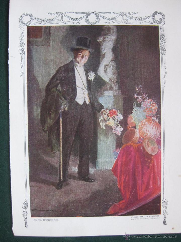 Art: BLANCO Y NEGRO - FIRMADO VICENTE CARRERES - EN EL ESCENARIO -LAMINA ANTIGUA DE LA REVISTA